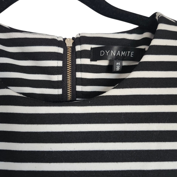 Dynamite Monochrome Striped Asymmetrical Dress - Picture 3 of 4